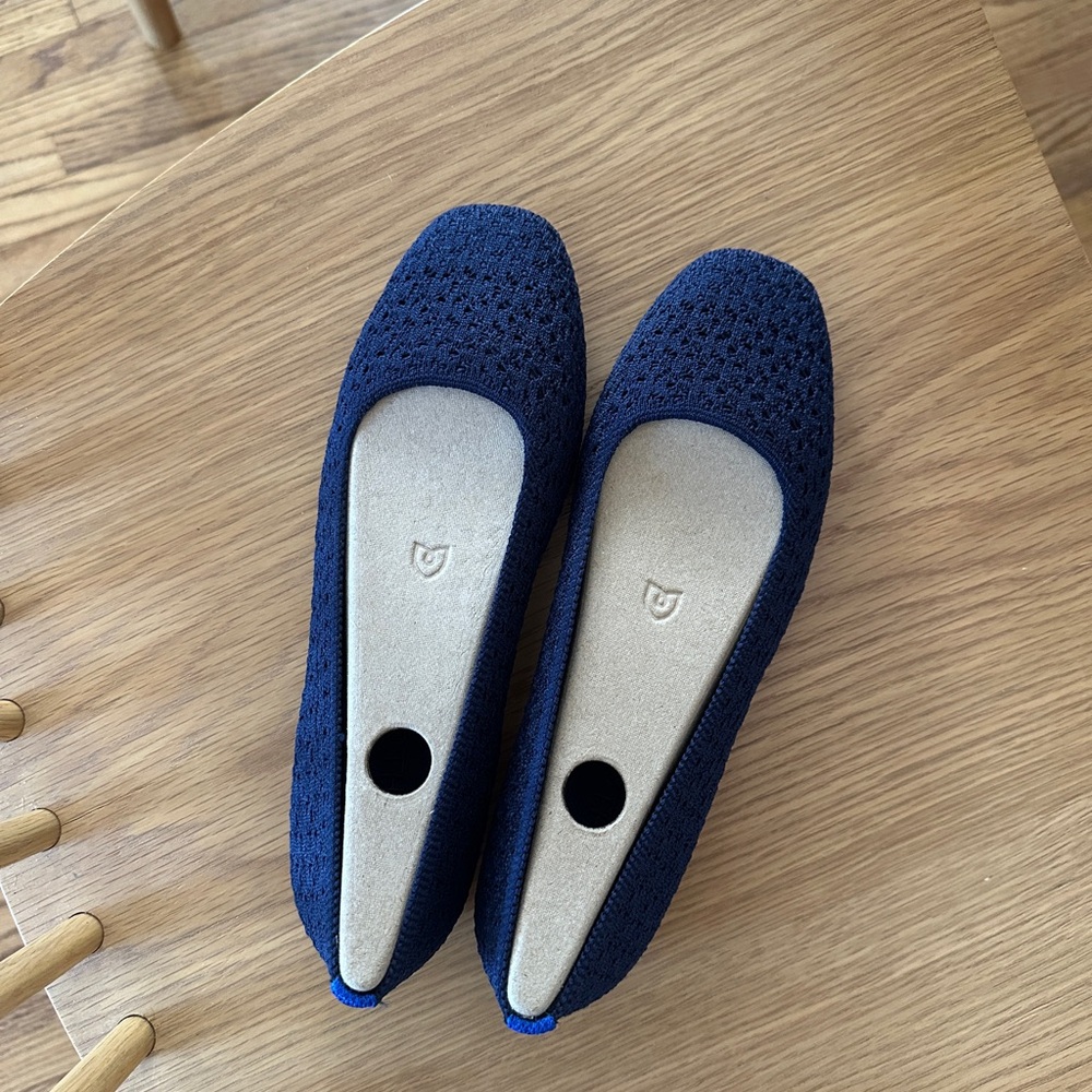 Rothy's The Max Square Flat in Navy Crochet 7.5